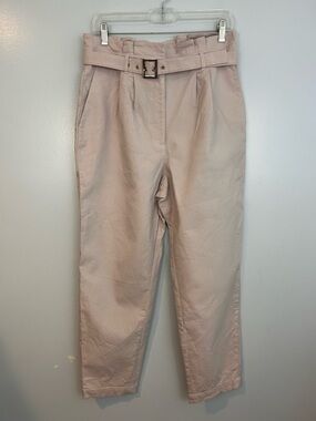Ted Baker Lucjat Belted Paperbag High Wasted Dusty Rose Pink Pants Size US 8